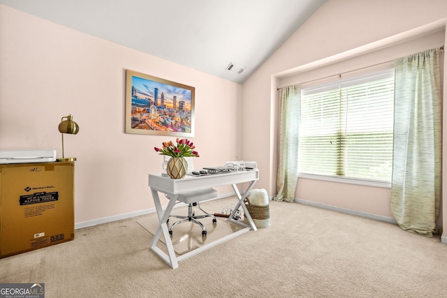 1326 Castleberry Dr, Buford, GA 30518 - carpeted office space with vaulted ceiling and baseboards