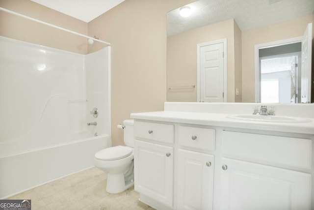 132 Tara Commons Dr, Loganville, GA 30052 - bathroom featuring toilet, vanity, shower / bathtub combination, and tile patterned floors