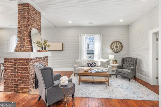 11 Pine St, Covington, GA 30014 - living room with baseboards, hardwood / wood-style floors, and recessed lighting