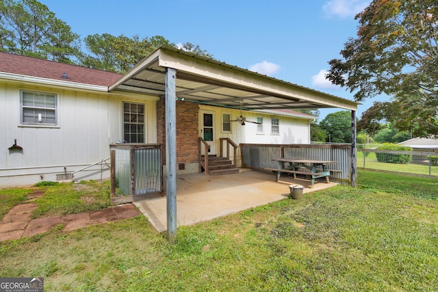 95 Stephens Dr, Covington, GA 30016 - rear view of property featuring crawl space, entry steps, and a patio area