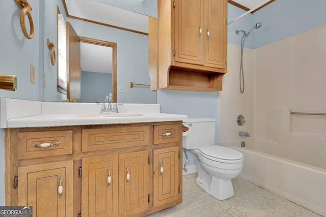 95 Stephens Dr, Covington, GA 30016 - full bath featuring toilet, vanity, and washtub / shower combination