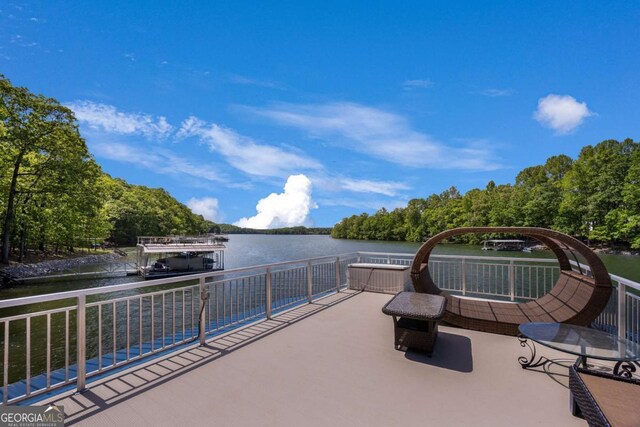 3182 Deepwater Dr, Gainesville, GA 30506 - view of patio with a water view and a boat dock