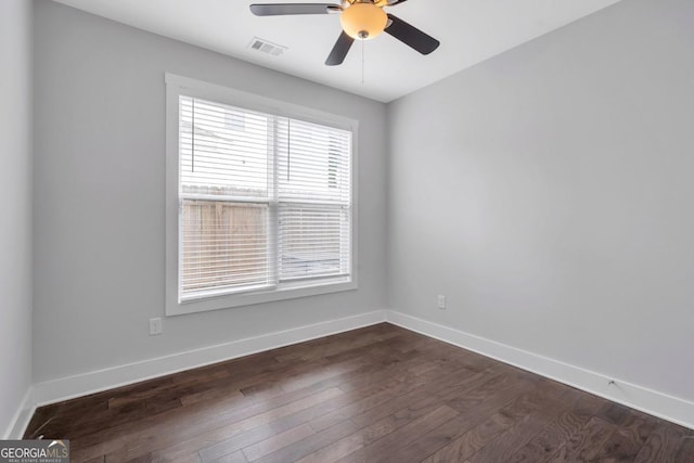 2342 Terrace View Cir SW, Atlanta, GA 30315 - unfurnished room featuring a ceiling fan, dark wood-style flooring, and baseboards