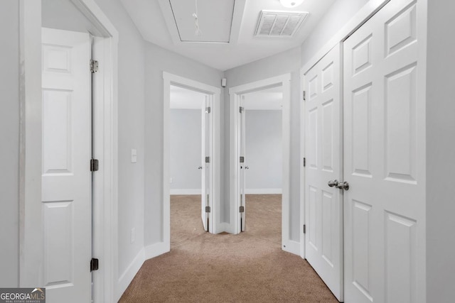 2342 Terrace View Cir SW, Atlanta, GA 30315 - hall with carpet, attic access, and baseboards