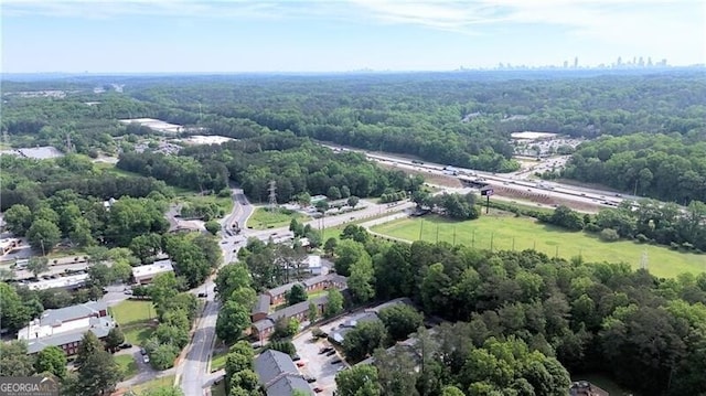 aerial view of a heavily wooded area