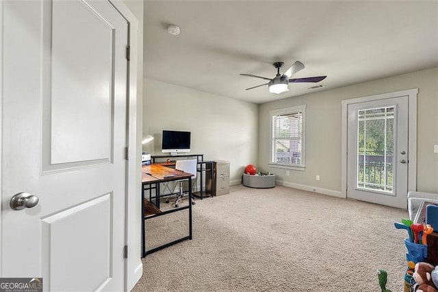 1399 Kilchis Falls Way, Braselton, GA 30517 - recreation room with a ceiling fan, carpet floors, and baseboards