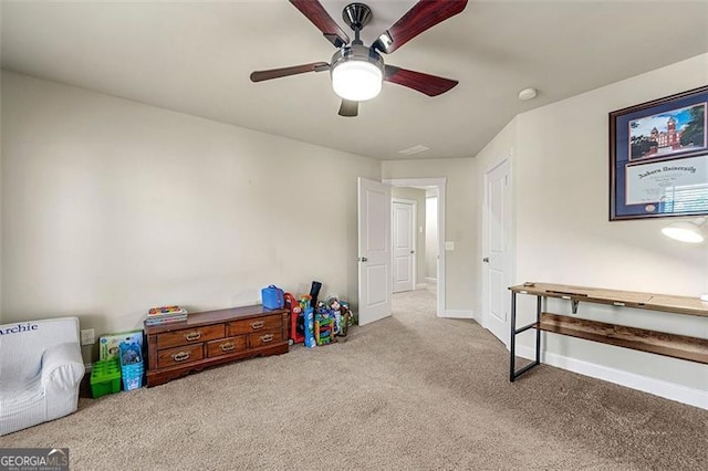 1399 Kilchis Falls Way, Braselton, GA 30517 - recreation room with carpet, a ceiling fan, and baseboards