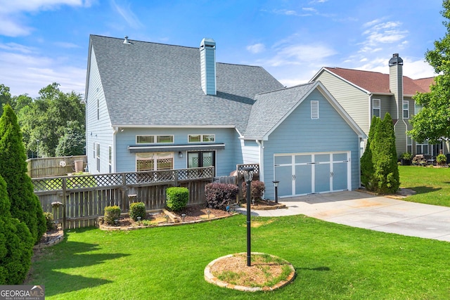 1399 Kilchis Falls Way, Braselton, GA 30517 - view of front facade featuring concrete driveway, roof with shingles, a garage, and a chimney