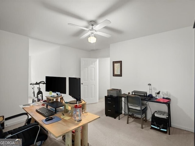 2458 Zachary Woods Dr, Marietta, GA 30064 - home office featuring light carpet and a ceiling fan