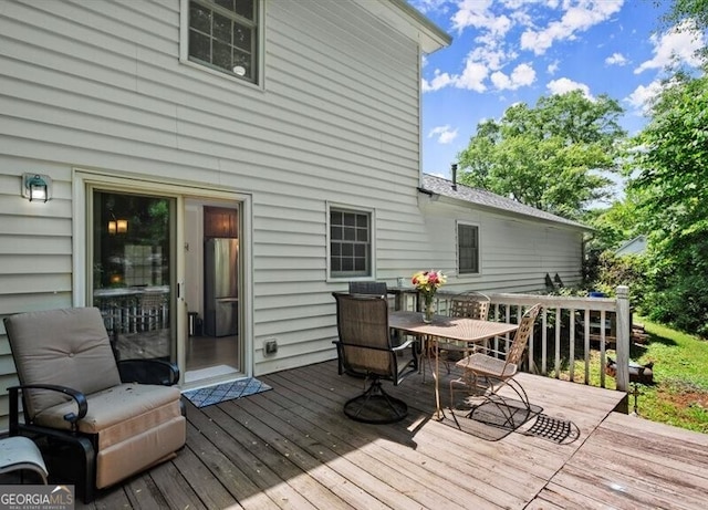 2458 Zachary Woods Dr, Marietta, GA 30064 - wooden terrace featuring outdoor dining area