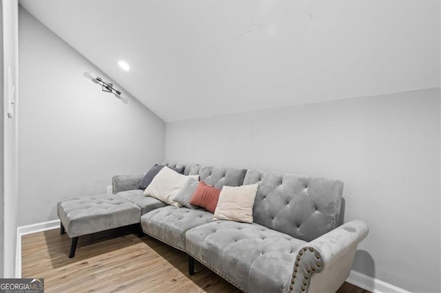 1174 Princess Ave SW, Atlanta, GA 30310 - living area with vaulted ceiling, wood finished floors, baseboards, and recessed lighting