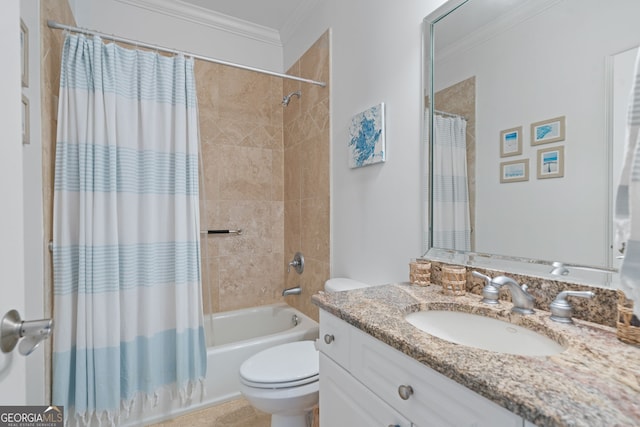 100 Braxton Way, Roswell, GA 30075 - full bathroom featuring ornamental molding, vanity, toilet, and shower / tub combo