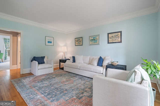 100 Braxton Way, Roswell, GA 30075 - living area featuring ornamental molding, wood finished floors, and baseboards