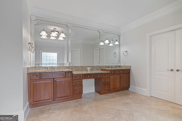 100 Braxton Way, Roswell, GA 30075 - bathroom featuring double vanity, crown molding, and baseboards