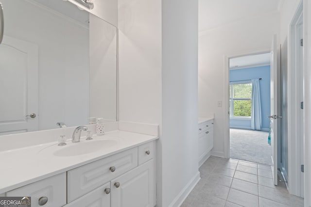 100 Braxton Way, Roswell, GA 30075 - bathroom with vanity, crown molding, baseboards, and tile patterned flooring
