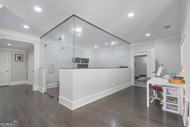 100 Braxton Way, Roswell, GA 30075 - office with baseboards, wood finished floors, crown molding, and recessed lighting