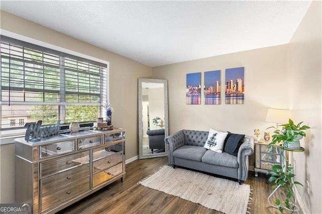 6900 Roswell Rd Unit 3N, Atlanta, GA 30328 - sitting room featuring dark wood finished floors and baseboards