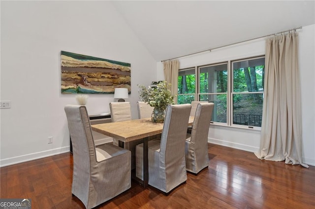196 Mcelroy Mountain Dr, Jasper, GA 30143 - dining area featuring lofted ceiling, wood finished floors, and baseboards