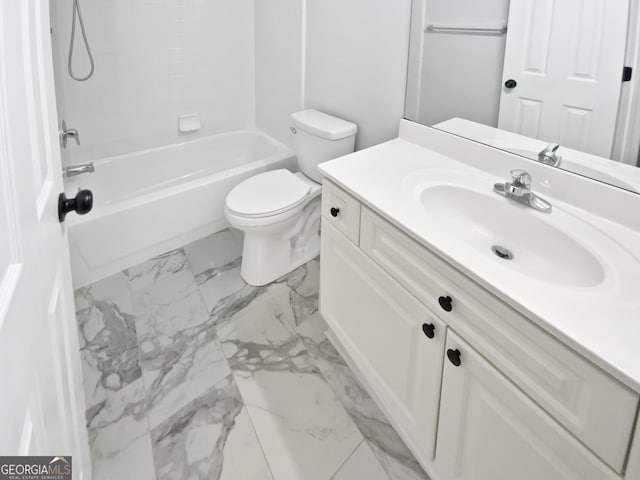 4345 Park Brooke Trce, Johns Creek, GA 30022 - bathroom with marble look tile flooring, vanity, and shower / tub combination