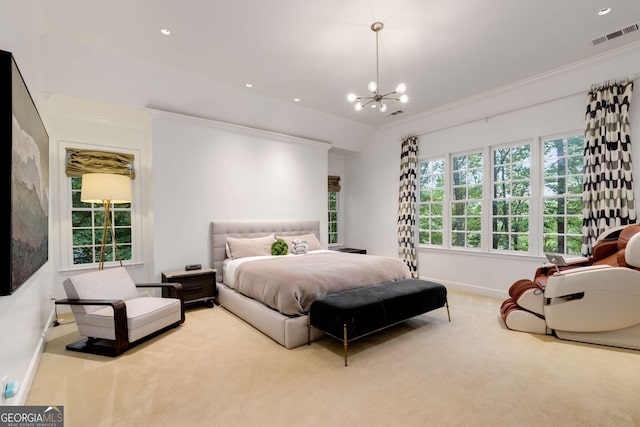 130 River Lndg NE, Sandy Springs, GA 30350 - bedroom with carpet, crown molding, baseboards, and a chandelier