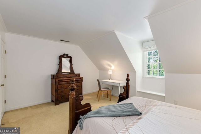 130 River Lndg NE, Sandy Springs, GA 30350 - bedroom with light colored carpet, lofted ceiling, and baseboards