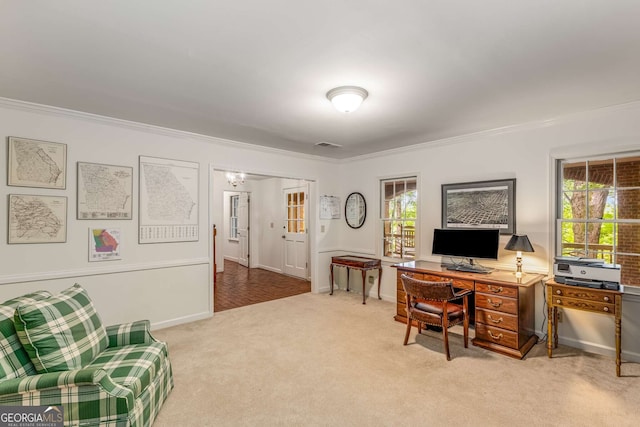 130 River Lndg NE, Sandy Springs, GA 30350 - carpeted home office featuring ornamental molding, healthy amount of natural light, and baseboards
