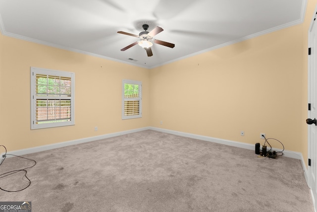4633 Hidden Creek Dr, Gainesville, GA 30504 - carpeted empty room featuring ceiling fan, crown molding, and baseboards