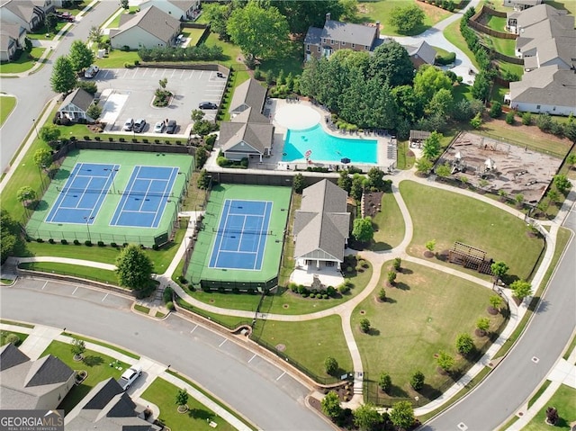 4633 Hidden Creek Dr, Gainesville, GA 30504 - aerial view of property and surrounding area with a pool and nearby suburban area