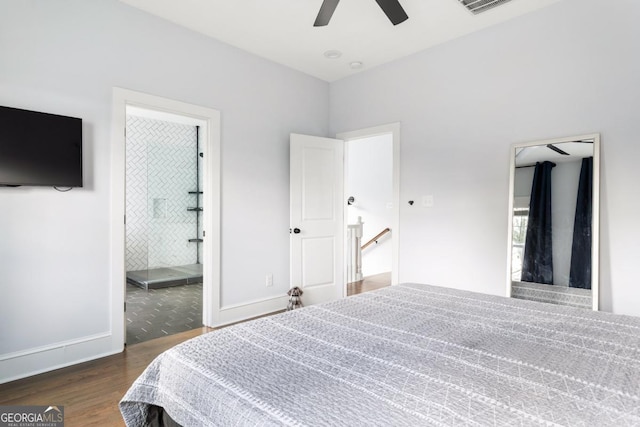 569 Hope St SW, Atlanta, GA 30310 - bedroom featuring wood finished floors, baseboards, and ceiling fan