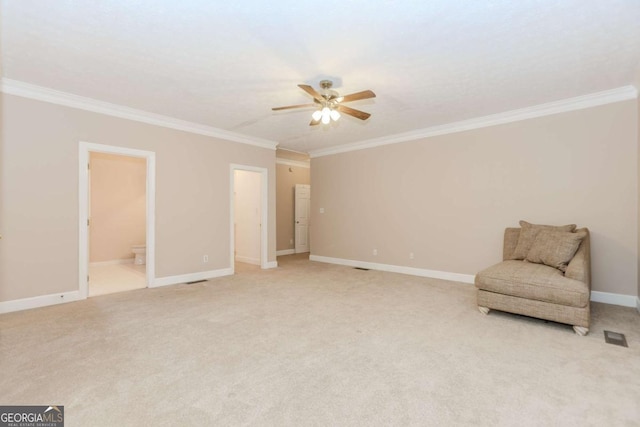 2228 Walker Dr, Lawrenceville, GA 30043 - unfurnished room with a ceiling fan, ornamental molding, light carpet, and baseboards