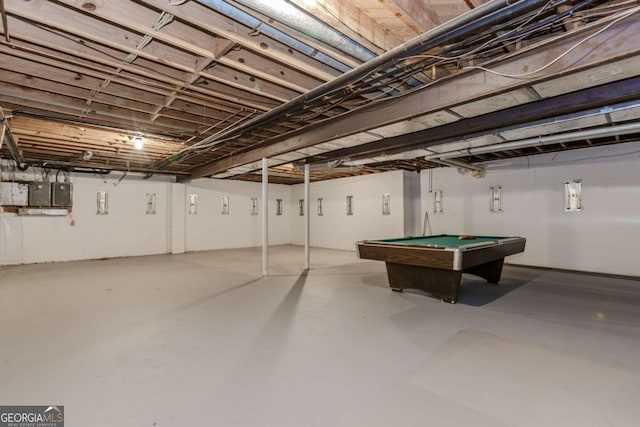 2228 Walker Dr, Lawrenceville, GA 30043 - unfinished basement featuring billiards table and electric panel