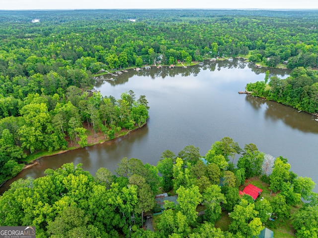194 Phillips Dr, Eatonton, GA 31024 - aerial overview of property's location with a heavily wooded area and a nearby body of water