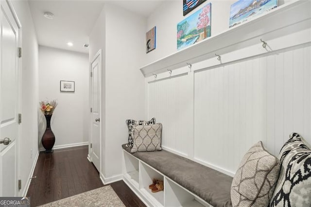 130 W Pier Way, Fayetteville, GA 30214 - mudroom featuring dark wood finished floors, baseboards, and recessed lighting