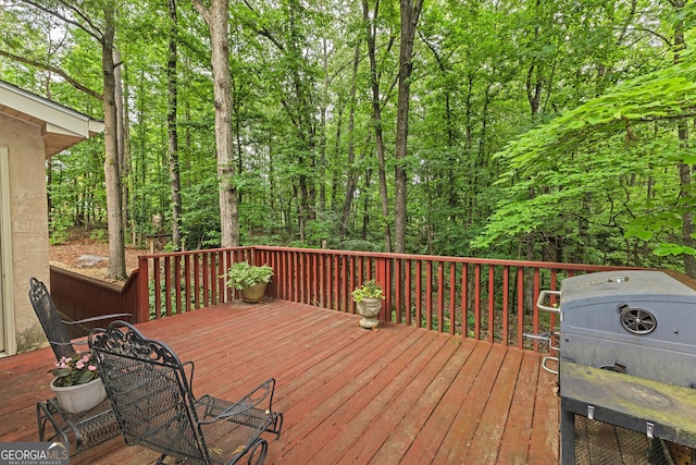 deck with a grill