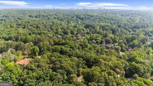 aerial view of a heavily wooded area