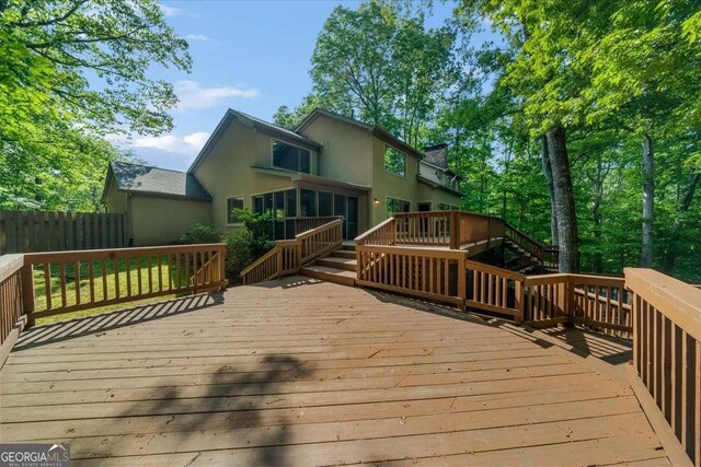 wooden deck with stairs