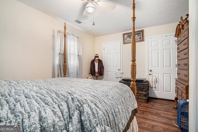 375 Buckwood Trl, Cornelia, GA 30531 - bedroom featuring dark wood finished floors and a ceiling fan