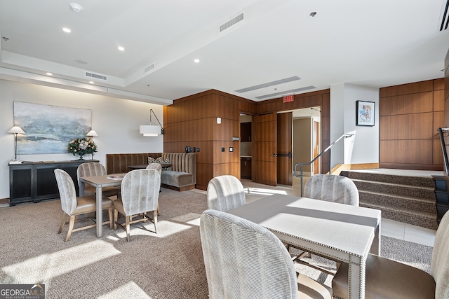 3630 Peachtree Rd NE Unit 1909, Atlanta, GA 30326 - dining space featuring stairway, recessed lighting, and light carpet