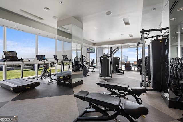 3630 Peachtree Rd NE Unit 1909, Atlanta, GA 30326 - exercise room featuring floor to ceiling windows