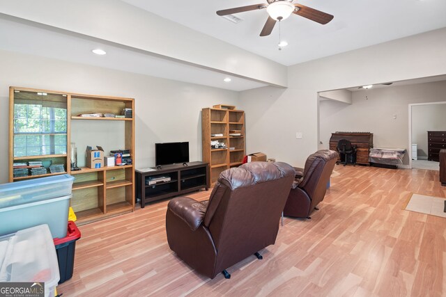 59 Kaiser Ct, Dallas, GA 30132 - living room with ceiling fan, light wood finished floors, and recessed lighting