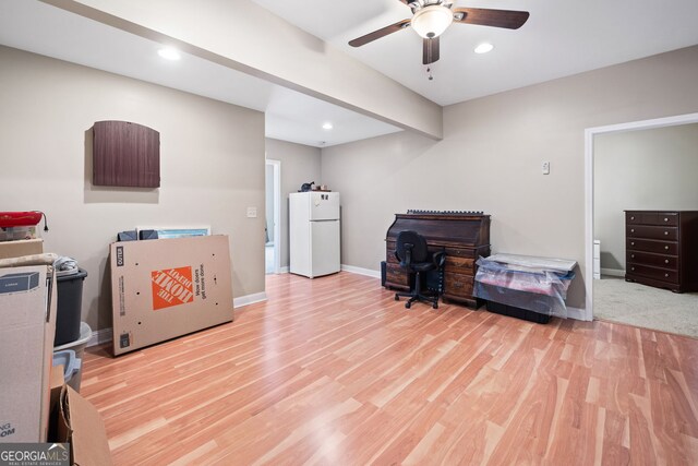 59 Kaiser Ct, Dallas, GA 30132 - playroom featuring ceiling fan, recessed lighting, wood finished floors, and baseboards