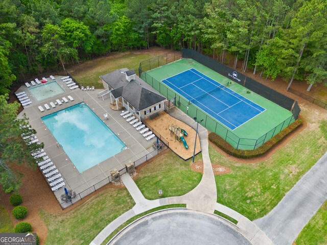 59 Kaiser Ct, Dallas, GA 30132 - drone / aerial view of a pool area