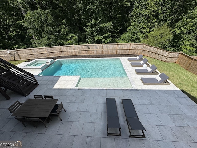 4736 Landing Water Path, Buford, GA 30519 - view of pool with a patio area, a fenced backyard, and a pool with connected hot tub