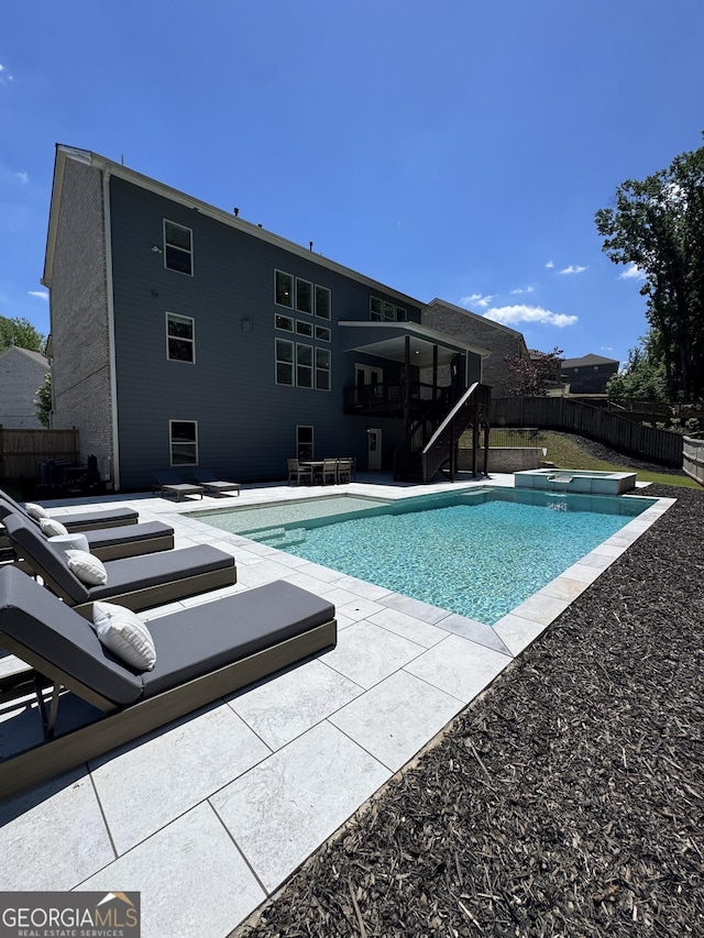 4736 Landing Water Path, Buford, GA 30519 - view of swimming pool featuring a fenced backyard, stairs, and a patio
