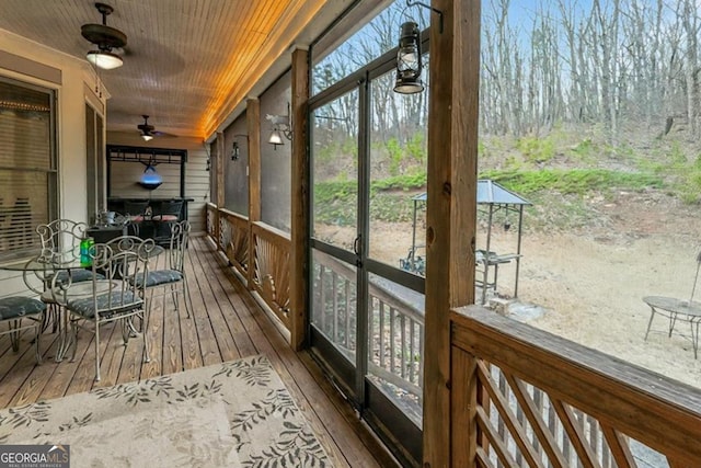 87 Marcus Ct, Ball Ground, GA 30107 - sunroom featuring a ceiling fan