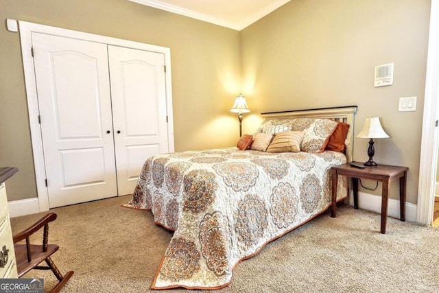 87 Marcus Ct, Ball Ground, GA 30107 - carpeted bedroom with a closet and ornamental molding