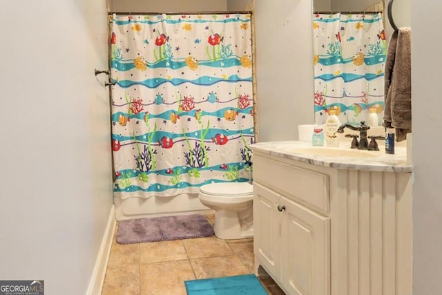 87 Marcus Ct, Ball Ground, GA 30107 - full bathroom with vanity, tile patterned flooring, and shower / bath combo with shower curtain