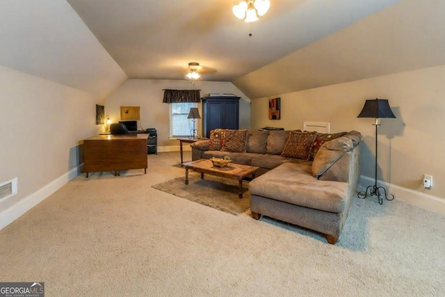 87 Marcus Ct, Ball Ground, GA 30107 - living room with carpet and vaulted ceiling