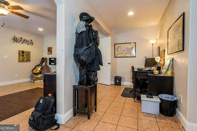 87 Marcus Ct, Ball Ground, GA 30107 - office space featuring light tile patterned floors, a ceiling fan, and recessed lighting