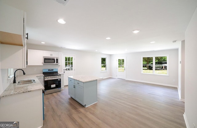 165 Dowdy Rd, Athens, GA 30606 - kitchen with appliances with stainless steel finishes, a sink, light wood-style floors, plenty of natural light, and recessed lighting